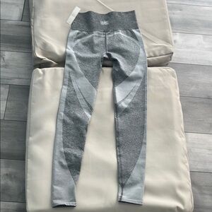Gray and White High-Waisted Leggings